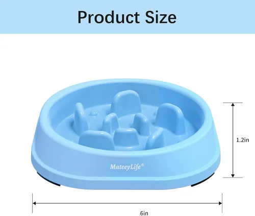 Vista 3 de MateeyLife Paquete de 2 cuencos para perros de alimentación lenta, 1 taza A-Azul claro y azul oscuro