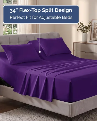 Vista 528 de Extra Deep Twin XL Sheet Set - 3 Piece College Dorm Room - White 01-Blanco
