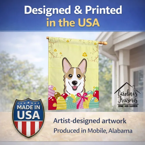 Vista 647 de Caroline's Treasures BB1923GF Bandera decorativa para jardín con diseño de Border Collie, para caza de huevos de Pascua, para jardín, jardín, patio