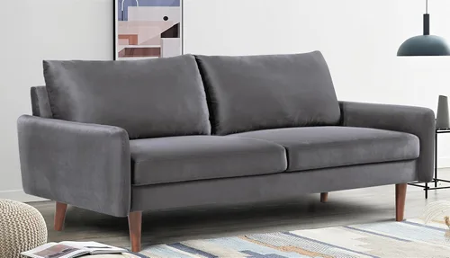 Vista 8 de Container Furniture Direct Kent - Sofá de terciopelo para salas de estar modernas y espacios compactos, cómodo sofá de 3 plazas, muebles de estudio