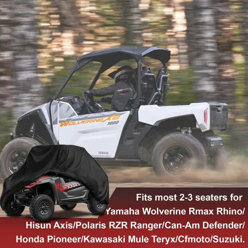 Vista 7 de Cubierta UTV de 2 plazas impermeable para todo tipo de clima, compatible con Yamaha Wolverine x2 850 1000 Rhino 450 660 700 YXZ1000R Ranger 500 570