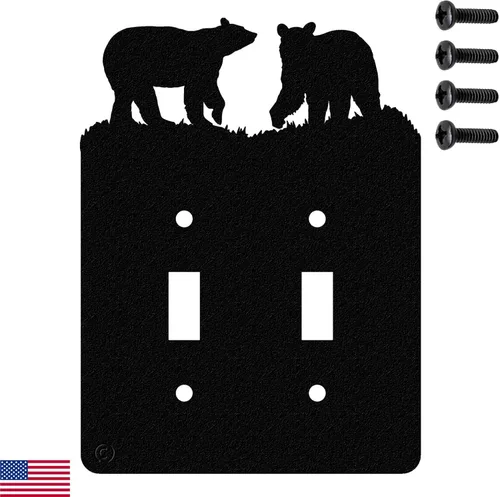 Vista 21 de Bear - Placa de pared dúplex individual (potencia única, negra) - Fabricado en Estados Unidos