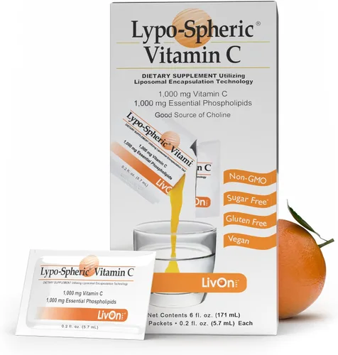 Vista 10 de LivOn Laboratories Lypo–Spheric Liposomal Vitamina C 1000mg 30 paquetes – Sin azúcar, apoyo inmunológico, a base de plantas – Fácil de tragar