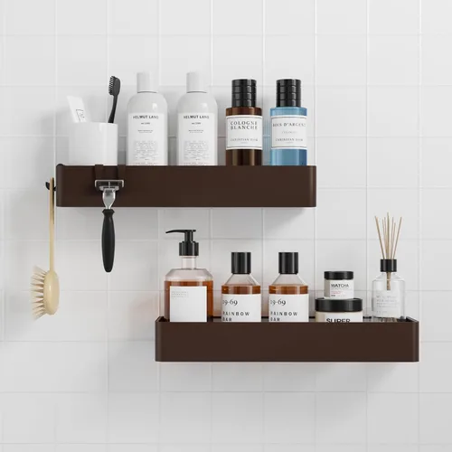 Vista 15 de Kitsure Organizador de ducha – Paquete de 2 organizadores de ducha adhesivos, estantes de metal inoxidables, organizadores de baño sin taladrar
