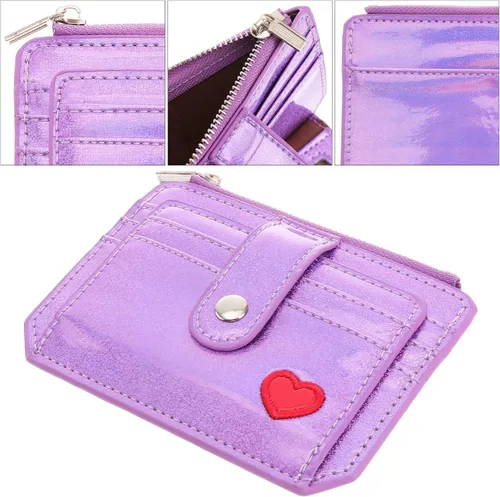 Vista 4 de TENDYCOCO - Monedero con clip para tarjetas de identificación y holograma para mujeres y niñas