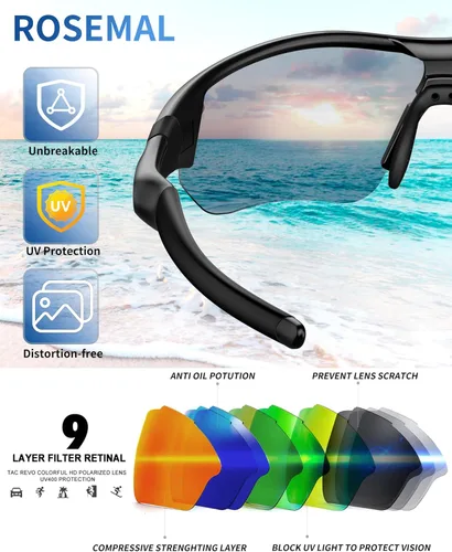 Vista 4 de Gafas de sol deportivas polarizadas para hombres y mujeres, jóvenes, béisbol, correr, pesca, tenis, golf, ciclismo, conducción, motor TAC UV400 TR90