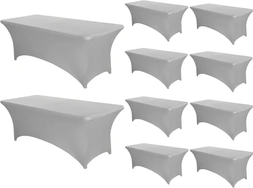 Vista 50 de PTC21B - Juego de 6 manteles elásticos de 6 pies, color negro, rectangular, ajustable, lavable, de elastano, para fiestas, bodas, cócteles