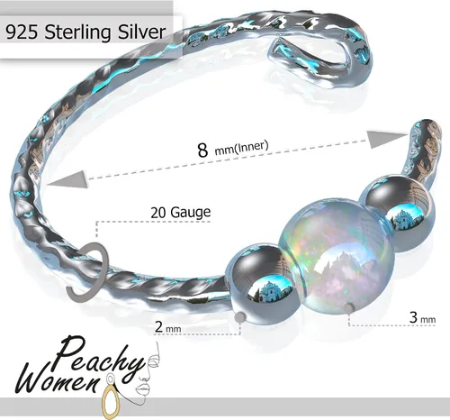 Vista 5 de Anillos de labios falsos - Liso + Ópalo - 20G G & S