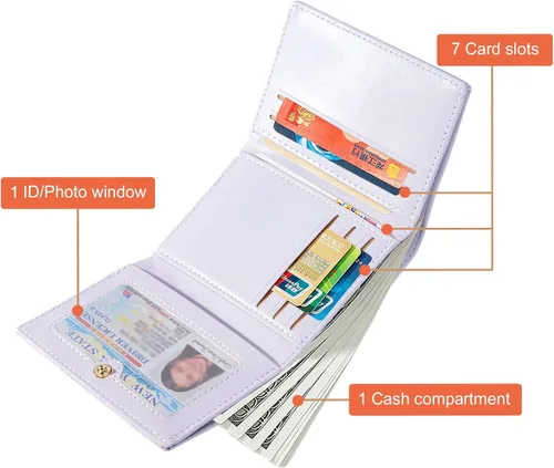 Vista 2 de Sunwel Fashion Kawaii - Cartera para tarjetas de crédito para gatitos pequeños ventana de identificación para mujeres y niñas Púrpura