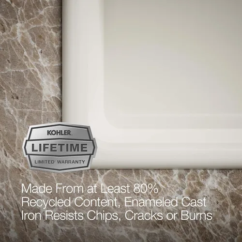 Vista 9 de KOHLER Iron/Tones K-5707-96 - Fregadero de cocina de 33 pulgadas en la parte superior/inferior, fregadero de cocina de un solo tazón, K-5707-96