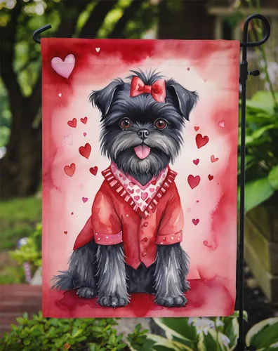 Vista 3 de Caroline's Treasures DAC5252GF Affenpinscher - Bandera de jardín con texto en inglés "My Valentine", bandera decorativa para patio exterior, patio