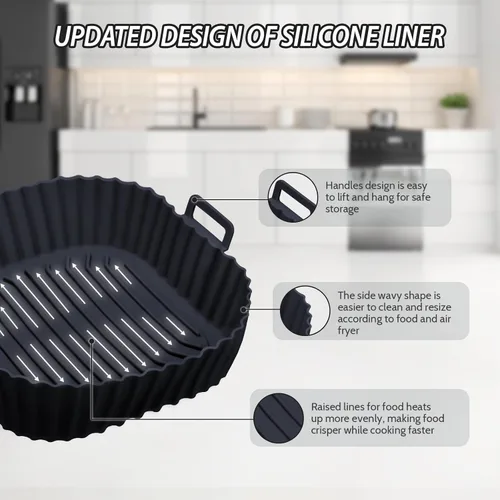 Vista 6 de Komzon Forros de Silicona para Freidora de Aire 3 PCS, Forros para Freidora de Aire Reutilizables, Forros de Silicona para Canasta de Freidora