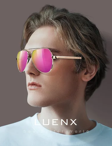 Vista 8 de Lentes para aviador Luenx polarizados, para hombres y mujeres, con armazón de metal grande, protección UV 400