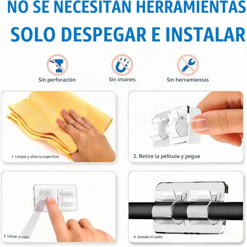 Vista 4 de Keviyi - Ganchos para luces de cadena al aire libre: 25 piezas de clips para cables resistentes con tiras adhesivas impermeables para colgar luces
