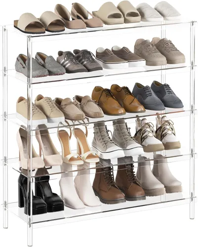 Vista 9 de Aquiver Zapatero acrílico – 32.3 pulgadas de largo x 11.8 pulgadas de ancho x 12.2 pulgadas de alto – Zapatero ancho largo organizador de zapatos