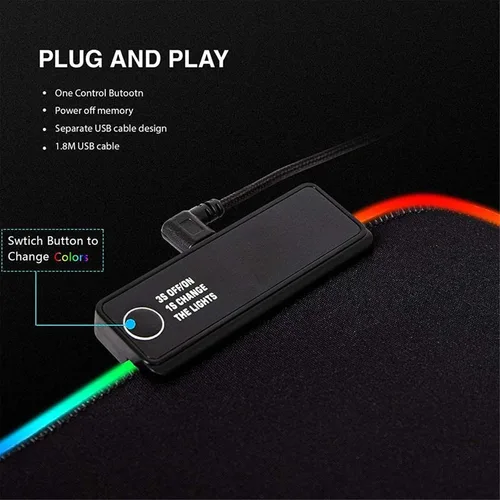 Vista 7 de Mouse Pads Anime Game LED Light Desk Mat XXL Computer Mousepad Backlight Keyboard Cover Table Mause Gaming Mouse Pad RGB Carpet 27.55 inch x12 inch