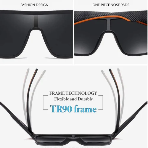 Vista 5 de Gotang Gafas de sol cuadradas polarizadas para hombre con parte superior plana protección de moda Lagre
