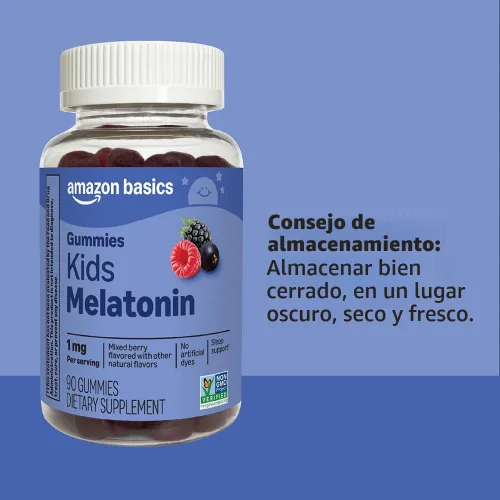 Vista 5 de Amazon Basics Gomitas de suplemento dietético de melatonina de 1 mg para niños, 90