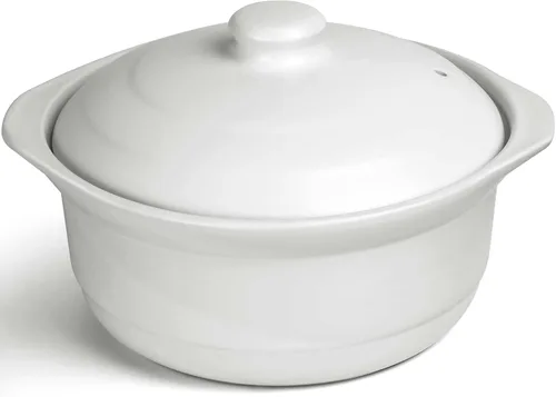 Vista 8 de Olla de arcilla para cocinar con tapa de 1.8 litros Olla de cerámica de 1.9 cuartos de galón Utensilios de cocina de cerámica Recipiente