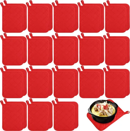 Vista 18 de Hoolerry 20 Piezas Agarraderas para Ollas con Bolsillo Sublimación 7x9'' Algodón Agarraderas para Ollas de Horno al Por Mayor con Lazos para Colgar