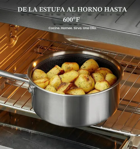 Vista 6 de KOCH SYSTEME CS Juego de cacerolas híbridas antiadherentes de acero inoxidable, 1QT y 2QT Juego de cacerolas de acero inoxidable triple capa