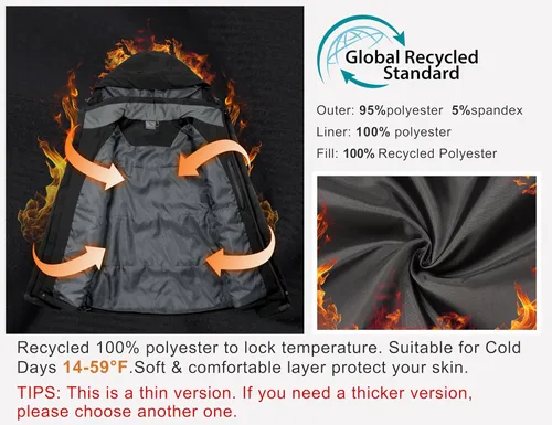 Vista 2 de Little Donkey Andy Chaqueta impermeable de esquí y snowboard para hombre, abrigo cálido resistente al viento con capucha desmontable