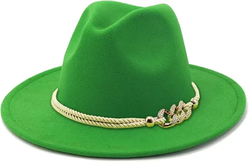 Vista 15 de Sombrero Fedora Panamá de fieltro de ala ancha para dama con Azul bebé