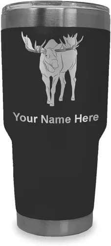 Vista 32 de LaserGram Vaso aislado al vacío de 20 onzas, alce, grabado personalizado incluido (negro)