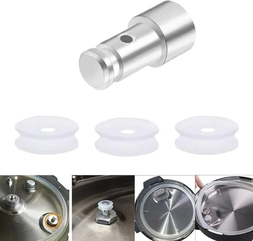 Vista 8 de Flotador de repuesto universal para sello para olla a presión de cocina, 1 válvula de flotador + 3 juntas selladoras, seguridad de cocina y comedor