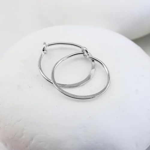 Vista 53 de Aretes de aro finos martillados, elegantes plata esterlina geométrica sólida, relleno de oro y relleno de oro rosa; para mujer por Lotus Stone