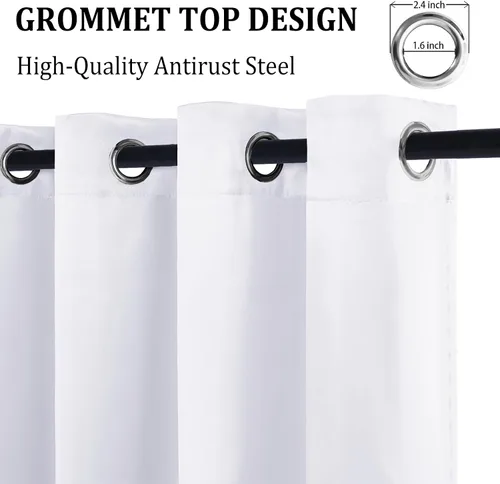 Vista 3 de DWCN Cortinas opacas 100% blancas de 84 pulgadas de largo para dormitorio con forro negro, doble capa con aislamiento térmico, paneles de cortina