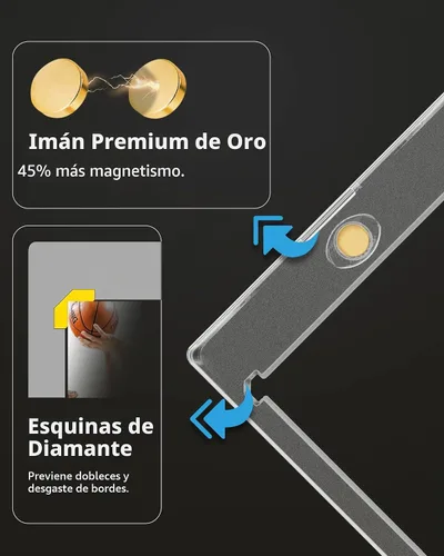 Vista 5 de Portatarjetas magnéticos de 35 puntos para tarjetas intercambiables, paquete de 5 fundas duras blancas transparentes de un solo toque con imán más