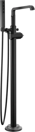 Vista 9 de Delta Faucet Tetra - Llenador de bañera independiente para montaje en el suelo con ducha de mano, grifo de bañera dorado, bronce champán
