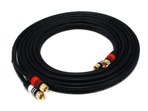 Vista 13 de Monoprice Cable de audio de dos canales de alta calidad, 2 conectores RCA a 2 conectores RCA, macho a macho, 22 AWG, 25 pies, negro
