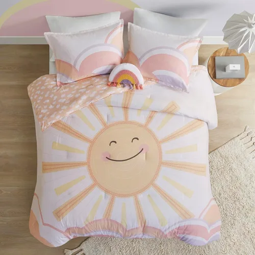 Vista 18 de Intelligent Design Edredón para niños, vibrante, divertido y juguetón con estampado de unicornio alternativo para todas las estaciones, juego
