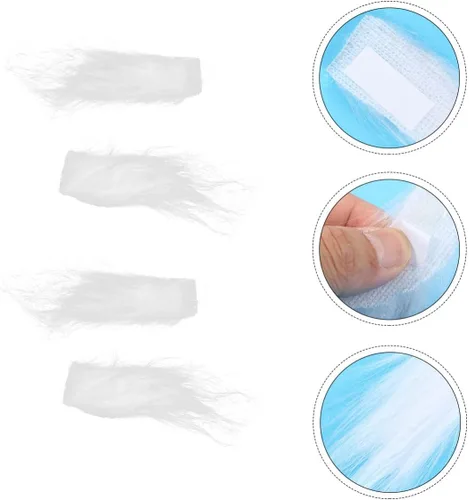 Vista 6 de PRETYZOOM 2 pares de cejas blancas para cosplay, accesorios de disfraz para Navidad, fiesta de disfraces (blanco), Blanco