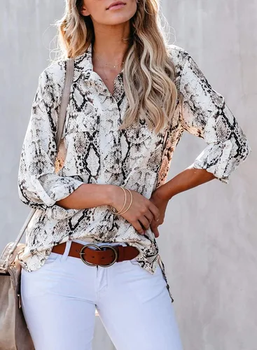 Vista 5 de Astylish Blusa tipo túnica con botones y manga 34 con pestañas para mujer