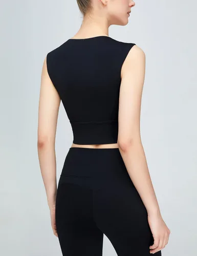 Vista 4 de Loovoo Longline - Brasier deportivo acolchado para mujer, sin varillas, soporte medio, para yoga, cuello cuadrado, fitness, entrenamiento