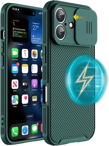 Vista 9 de Funda magnética para iPhone 16 Pro Max, funda protectora de cámara para iPhone 16 Pro Max [compatible con carga MagSafe] con cubierta deslizante