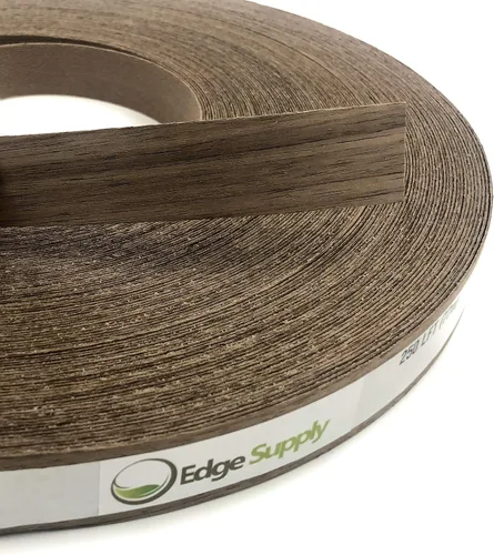 Vista 2 de Edge Supply Rollo de nogal de 2" x 25' sin pegar, bandas de borde de chapa de madera, planchar con adhesivo termofusible, cinta de madera flexible
