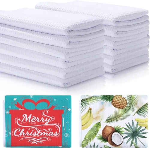Vista 7 de Breling Toalla de cocina de sublimación en blanco de 16 x 24 pulgadas, tejido de gofre, de microfibra, de secado rápido, absorbentes para regalos