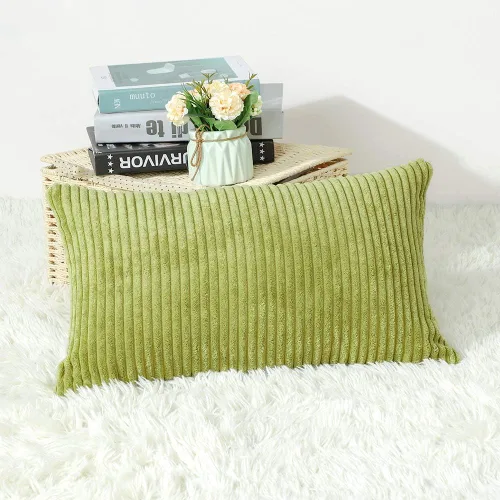 Vista 20 de Artscope Fundas de Almohada de Pana a Rayas Acogedoras Súper Suaves Decorativas Cuadradas Fundas de Almohada Fundas de Cojín para Sofá Sofá Amarillo