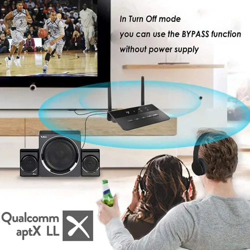 Vista 7 de 2 In1 80M Rango Bluetooth 5.0 Receptor Transmisor CSR Aptx Adaptador de Audio 3.MM Audio TX RX RCA USB Dongle inalámbrico para TV PC Accesorio