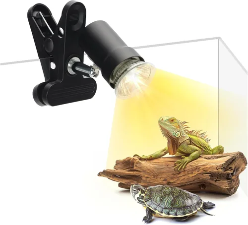 Vista 9 de Lámpara de calor para reptiles con abrazadera giratoria de 360° con bombilla de calor UVA UVB de 50 W, lámpara de calefacción de luz solar simulada