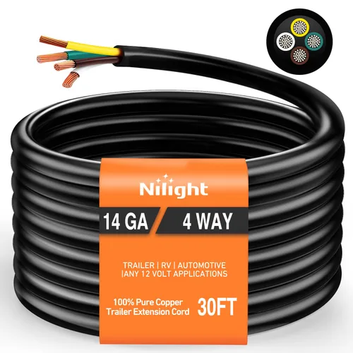 Vista 17 de Nilight Cable de extensión de alambre de remolque de 4 vías de 25 pies 14 Cable de extensión de remolque de 4 pines de 25 pies