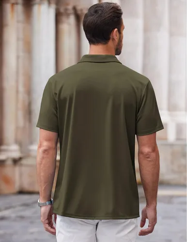 Vista 2 de COOFANDY Mens Casual Button Down Shirt Short Sleeve Wrinkle Free Shirts Summer Shirt