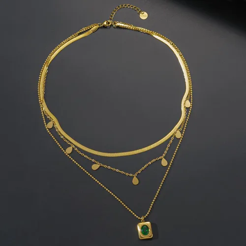 Vista 6 de Paxuan Juego de collar de cadena de eslabones en capas de oro de 14 quilates para mujer, gargantilla de cadena de oro, pulseras apilables