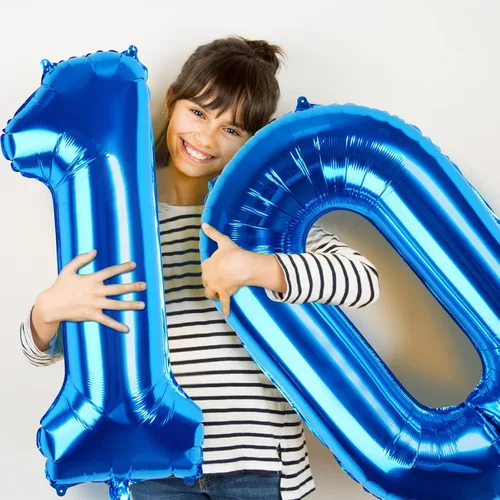 Vista 3 de Globos de 40 pulgadas, color azul, número 1, globos grandes de papel de aluminio de helio para decoraciones de fiesta de cumpleaños, bodas