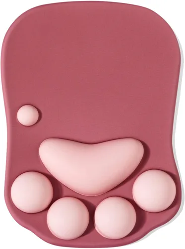 Vista 10 de Alfombrilla de mouse ergonómica con diseño de pata de gato, con soporte para muñeca, gel de silicona, diseño lindo y kawaii, azul y rosa, hogar