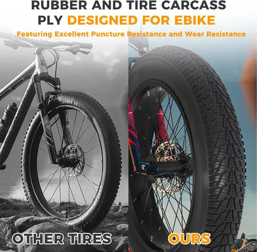 Vista 7 de 20x4.0/ 20x3.0/ 26x4.0 Fat Bike Tires, 20x4/ 20x3/ 26x4 Fat Tire Tube and Bicycle Repair Tool Kit, Foldable Heavy Duty Off-Road Bike, Ebike Fat